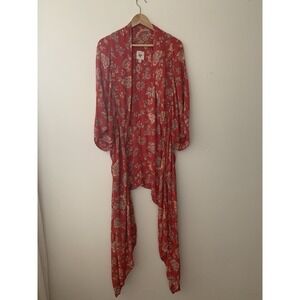 Billabong Desert Dreams Kimono Sz M/L  Red/Pink Floral Surf Flowy Beach Summer